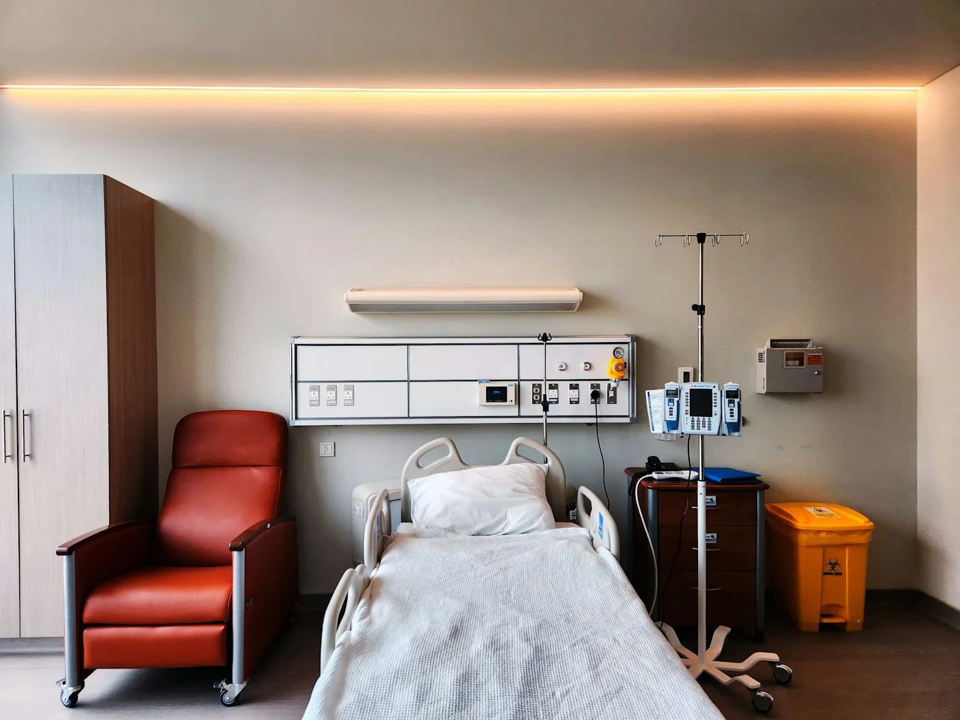 A calm, well-appointed private hospital room